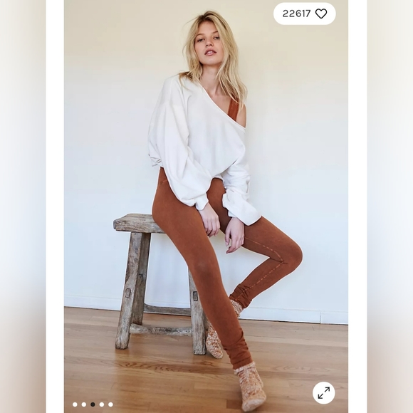 Free People High Rise 7/8 Length Good Karma Leggings Toasted Coconut XS/S FP020 - Picture 2 of 9